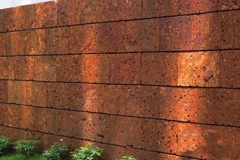 wall with laterite tiles